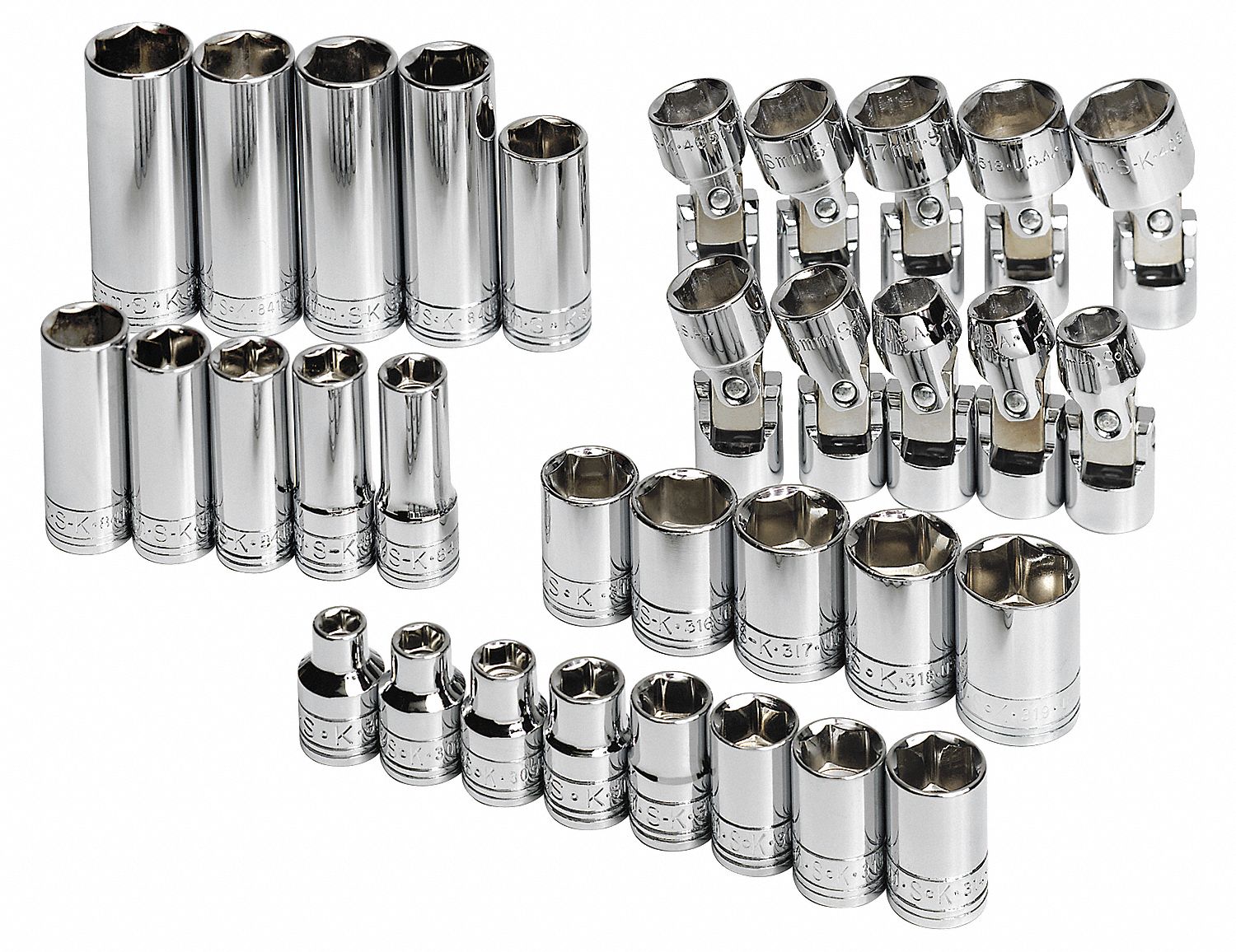 SK PROFESSIONAL TOOLS 3 8 In Drive Size 33 Pieces Socket Set