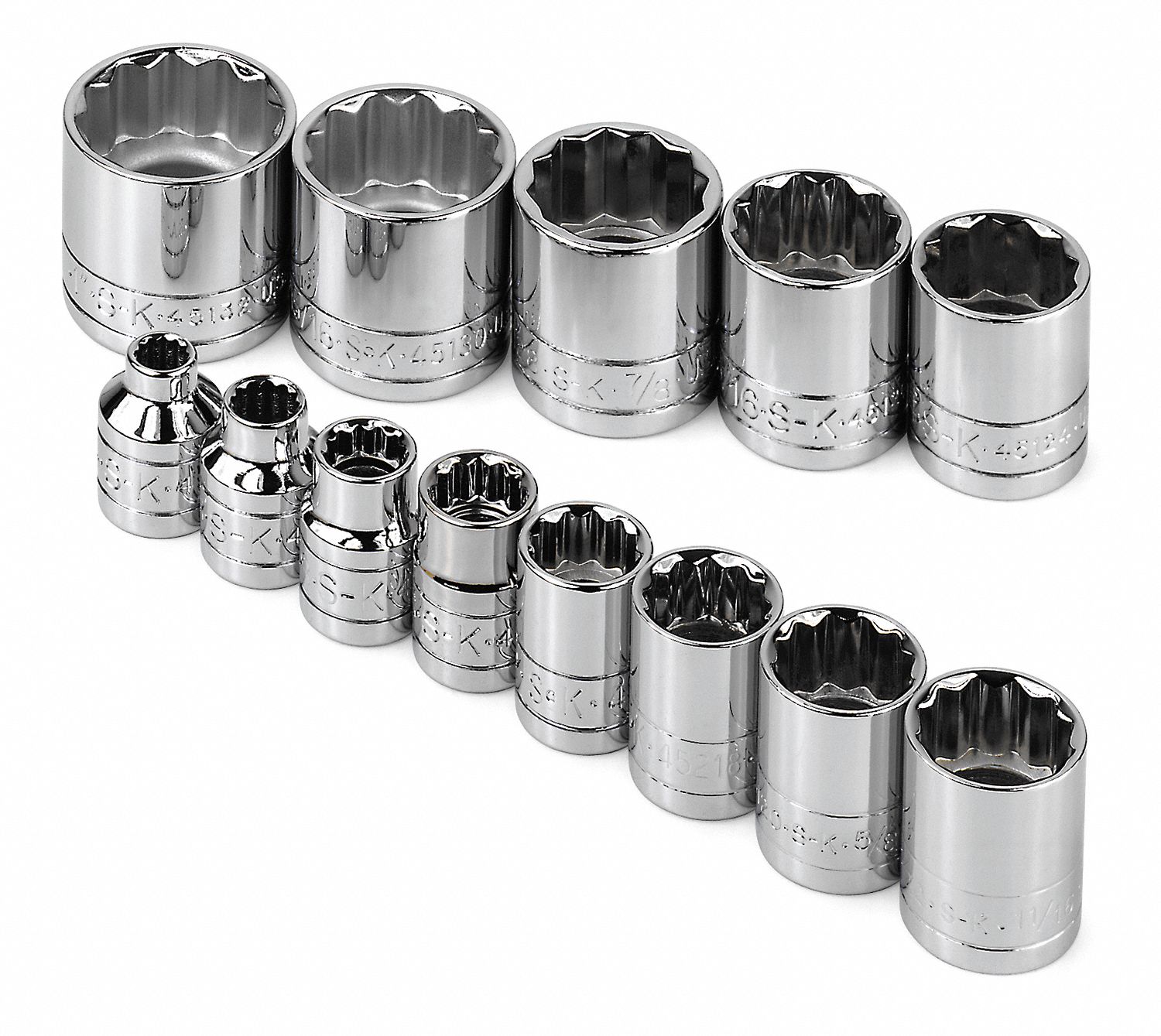 SK PROFESSIONAL TOOLS Socket Set, Socket Size Range 1/4 in to 1 in