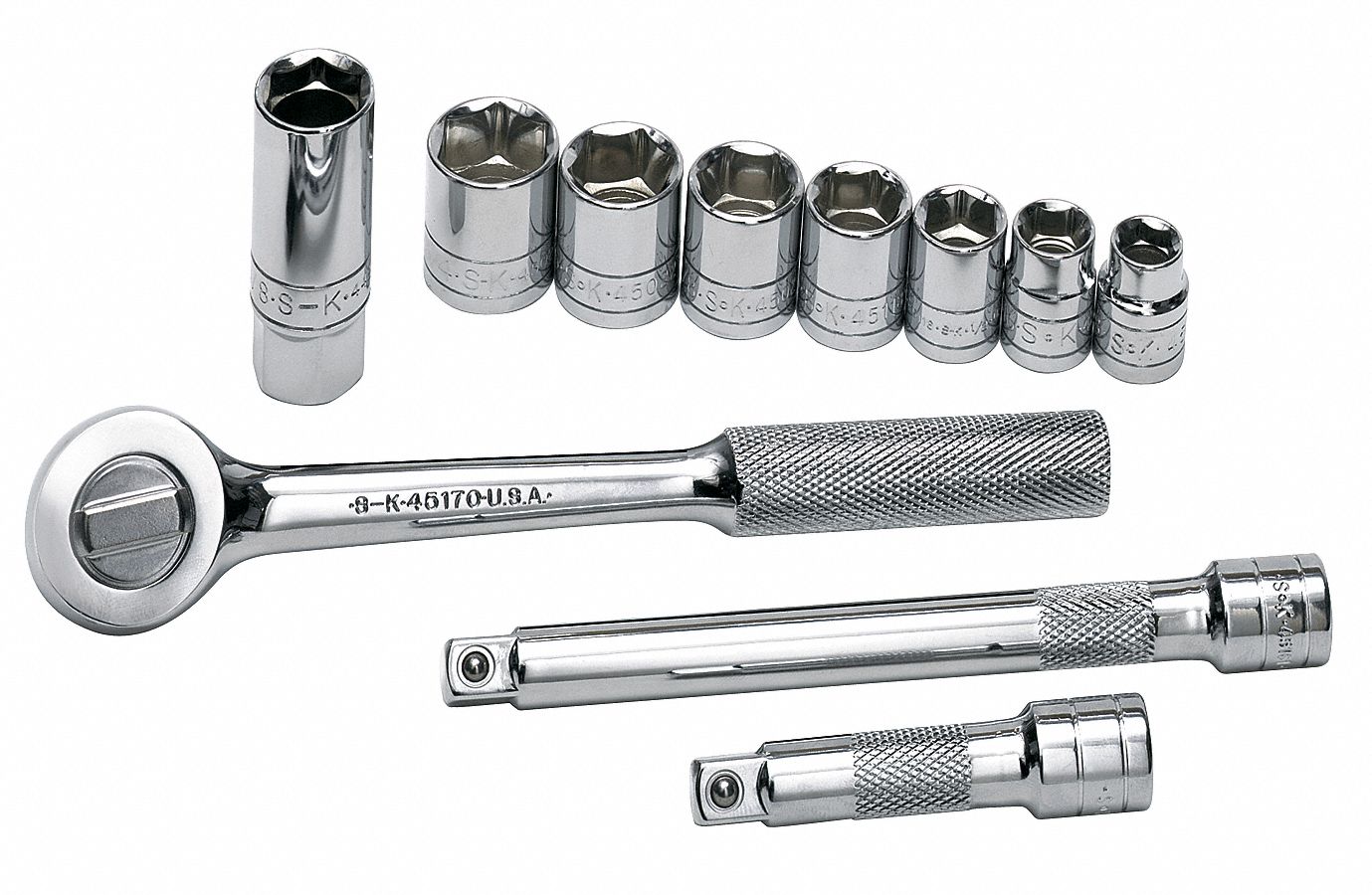 SK PROFESSIONAL TOOLS Socket Wrench Set, Socket Size Range 3/8 in to 3/