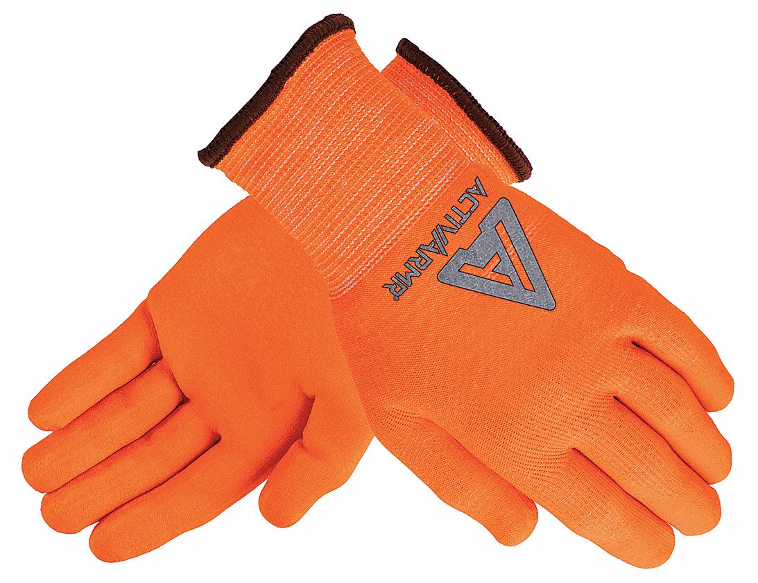 Coated Gloves,Nitrile,Orange,PR