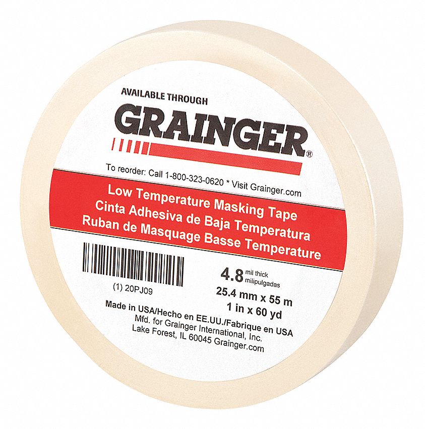 GRAINGER APPROVED Masking Tape, 1" W, 60 yd L, Tan 20PJ0920PJ09