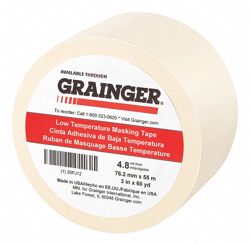 GRAINGER APPROVED Masking Tape, Number of Adhesive Sides 1, Tape