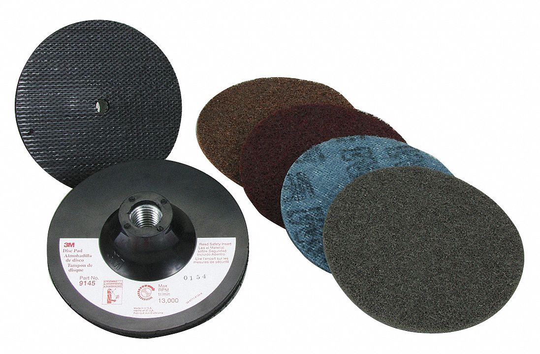 SCOTCHBRITE HookandLoop Sanding Disc, NonWoven, NonVacuum, 4 1/2 in Disc Diameter 20RU55