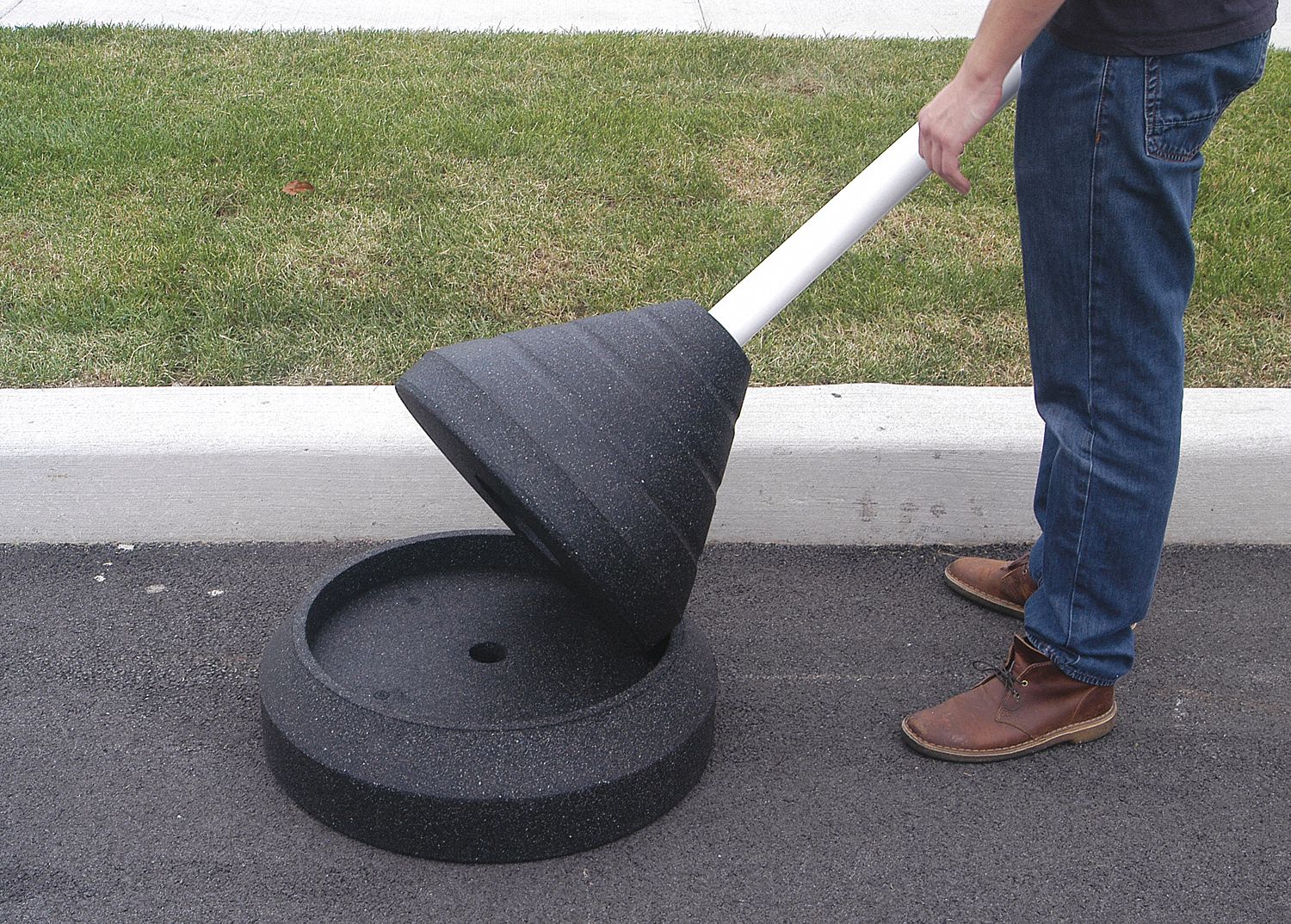 RUBBERFORM Portable Sign Base Weight, Rubber, Fillable No, Black