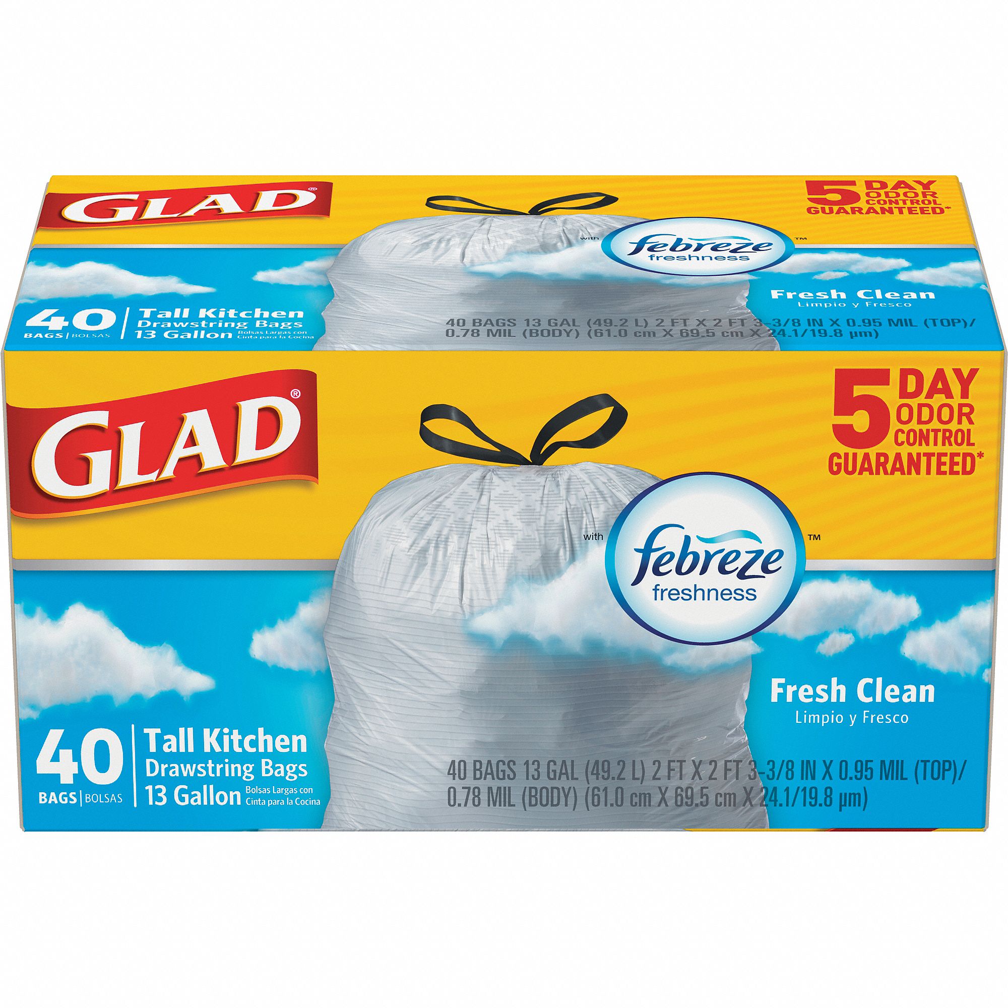 GLAD Trash Bag, 13 gal., PK40 21GP2578361 Grainger