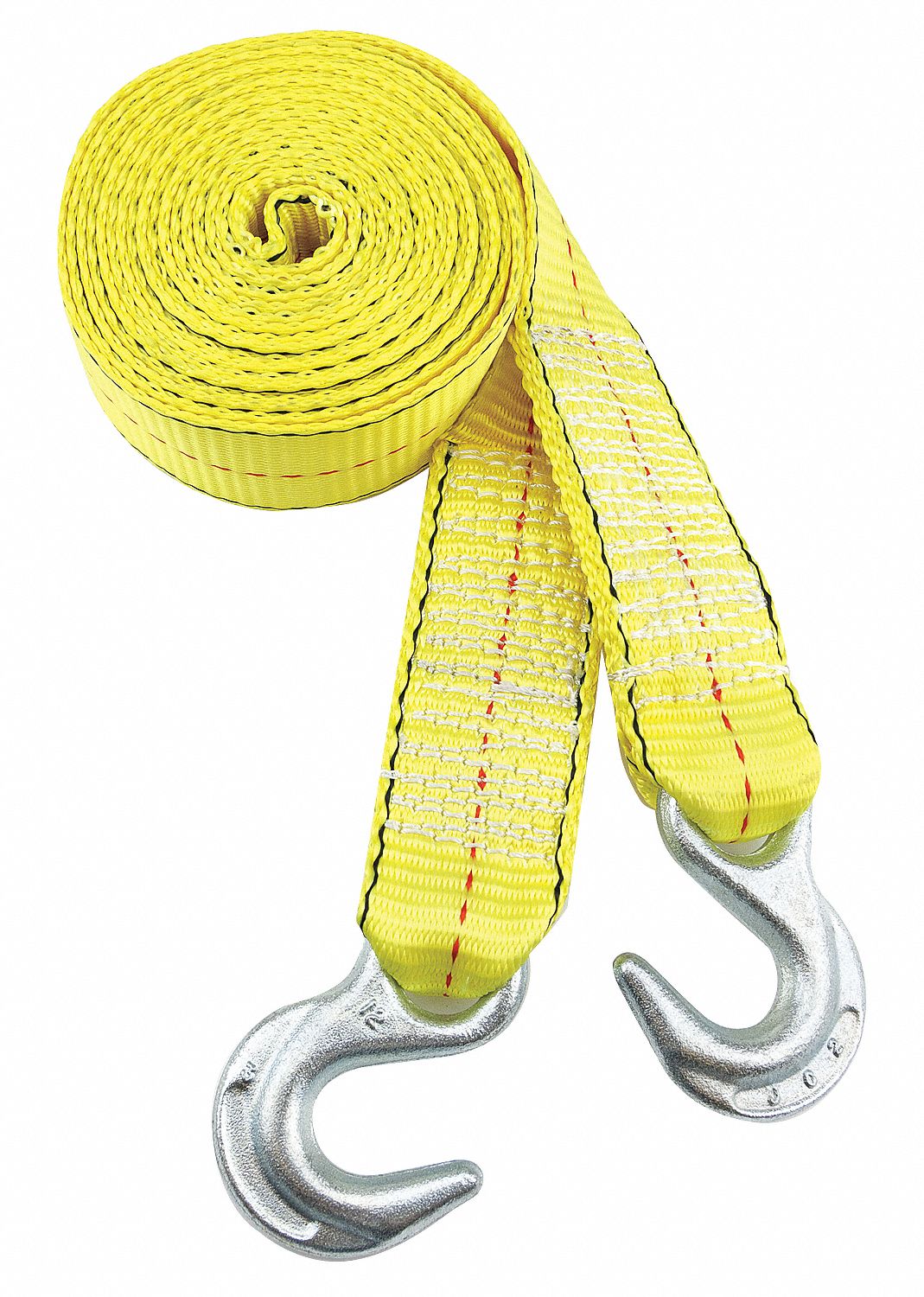 HIGHLAND Tow Strap, w/Hooks, 2" x 15 ft., Yellow 21T1041017500 Grainger