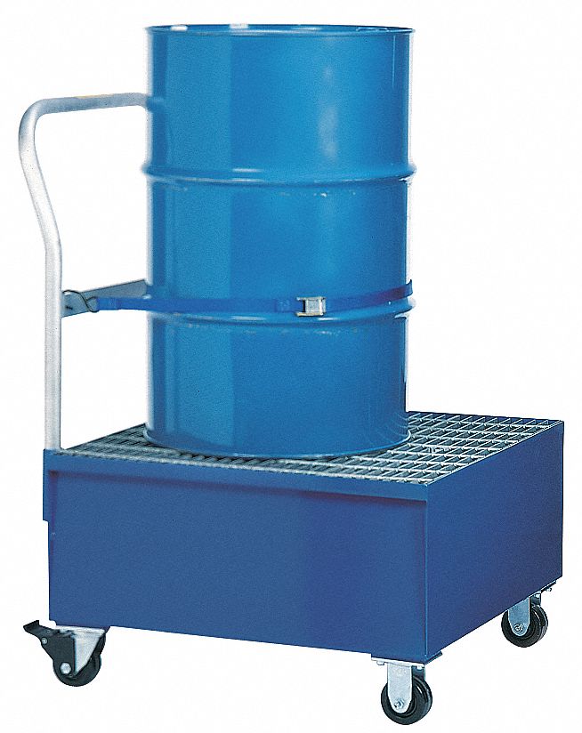 DENIOS Drum Spill Cart, 600 lb. Spill Containment Load Capacity, 34" Length, 34" Width, 40