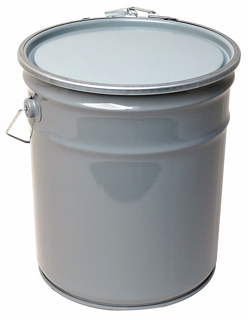 GRAINGER APPROVED 5 gal Steel Round Pail, Gray 21YL09OH524/DC24LLRIG Grainger
