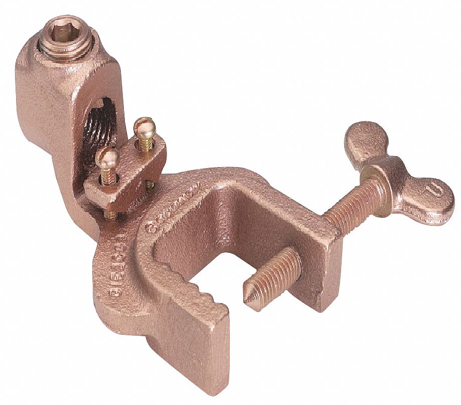 BURNDY Static Discharge Clamp, 1 19/32 in Clamp Opening Span, Copper