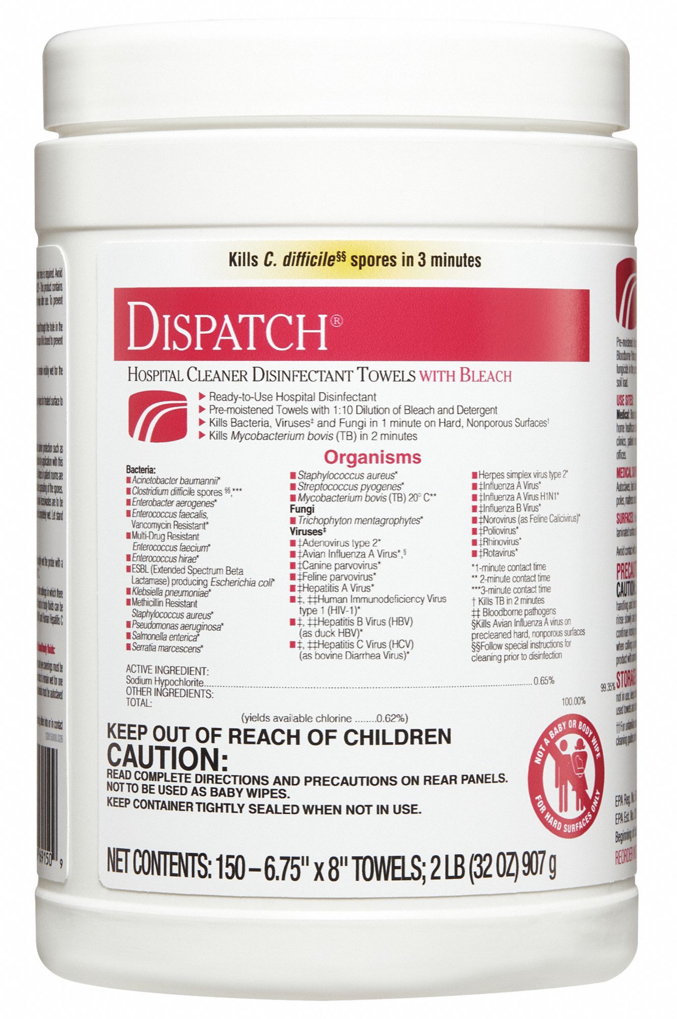 DISPATCH Disinfecting and Sanitizing Wipes, Disinfecting Cleaning Wipes