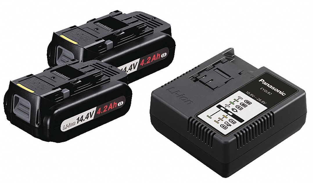 PANASONIC Standard Battery and Charger Kit, LiIon, For Use With