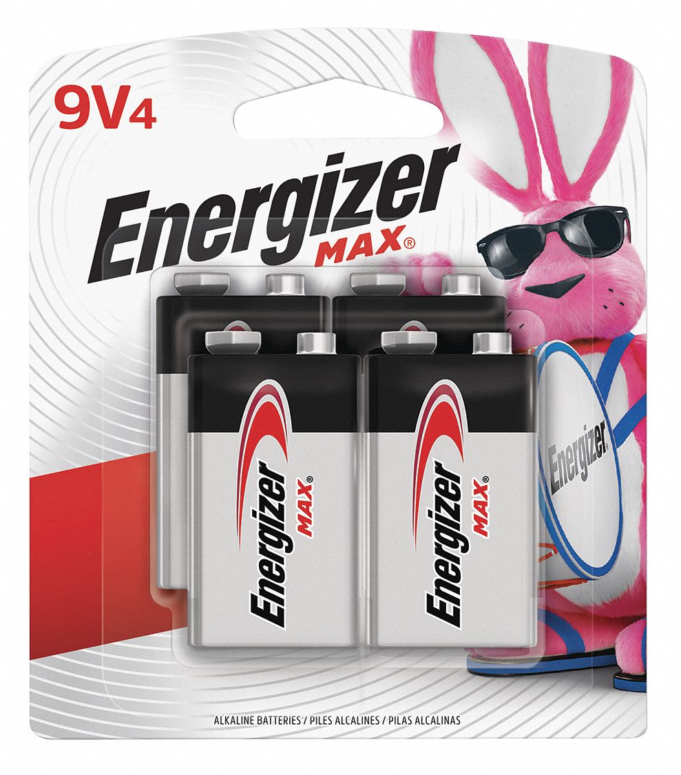 ENERGIZER Max, 9V Battery, Alkaline, Premium, 9V DC, PK 4 - 22M706 ...