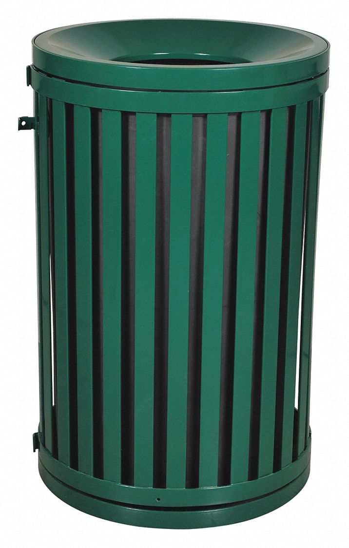 TOUGH GUY 45 gal., Round, Trash Can, Metal, Green 22N33222N332 Grainger