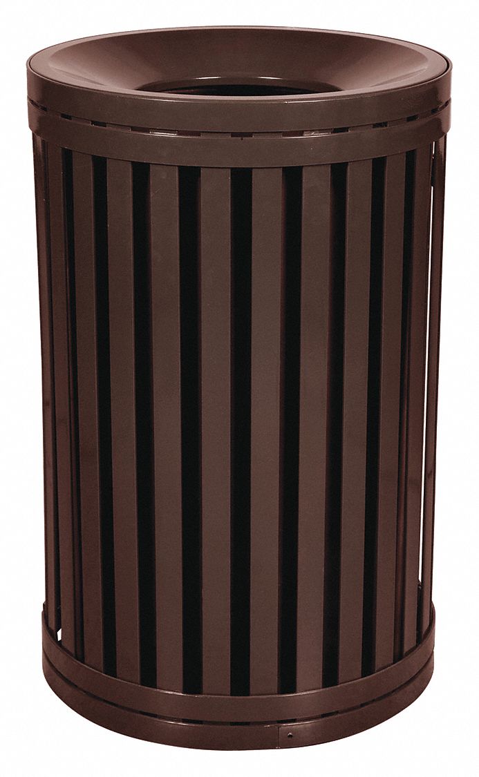 TOUGH GUY 45 gal Round Trash Can, Metal, Brown 22N33422N334 Grainger