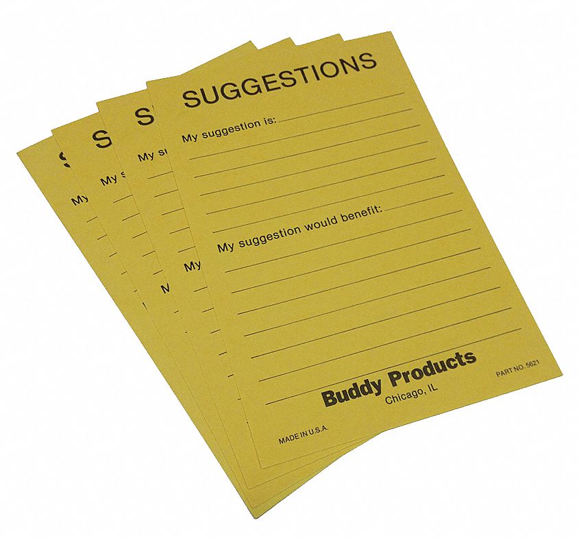 BUDDY PRODUCTS Suggestion Cards 22ND045621 Grainger