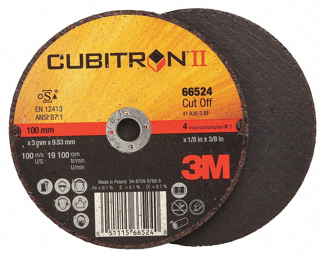3M 4 in, Type 1 Ceramic Abrasive CutOff Wheel, 3/8 in Arbor Hole Size
