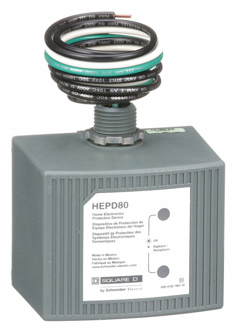 SQUARE D 1 Phase Surge Protection Device, 120/240VAC - 22P065|HEPD80 ...