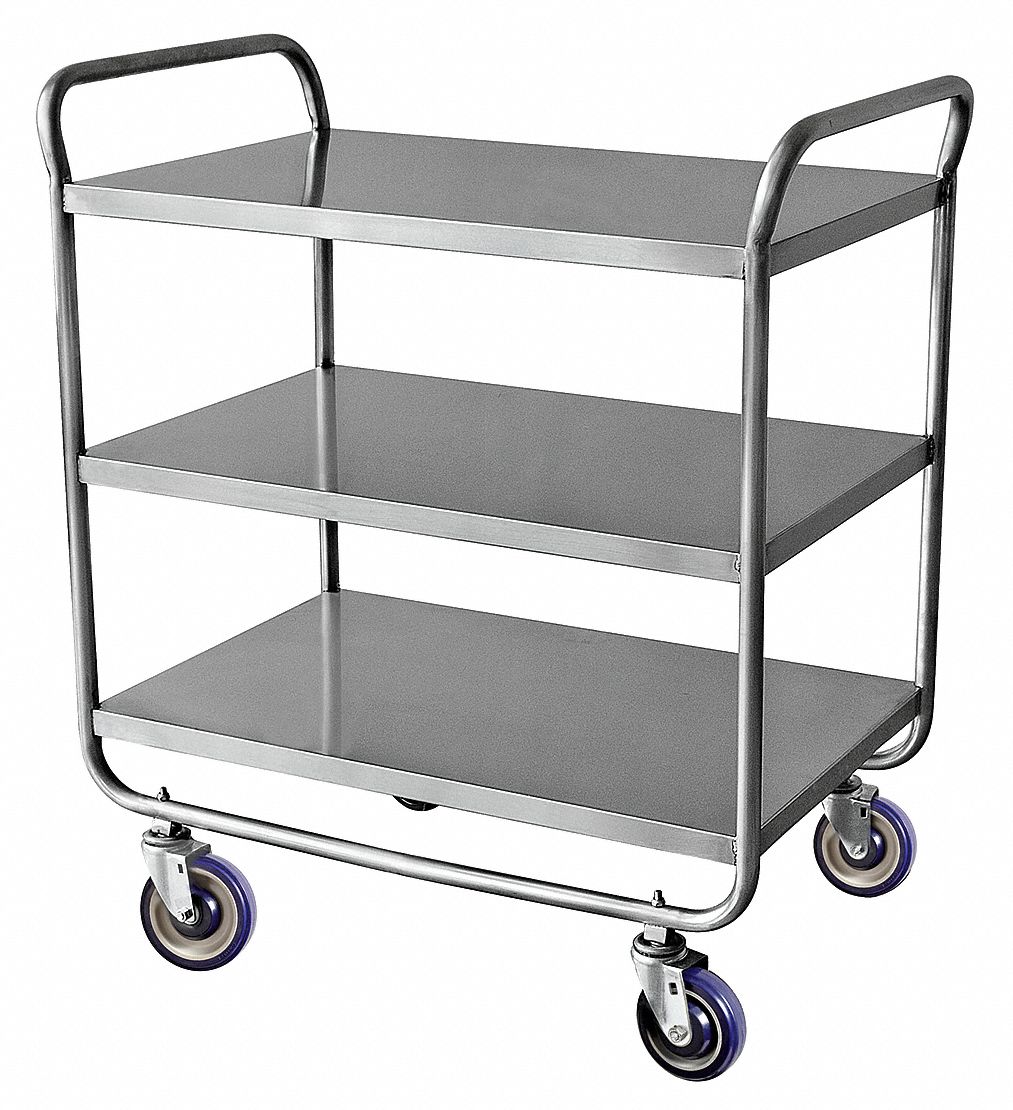 GRAINGER APPROVED Stainless Steel Raised Handle Utility Cart, 500 lb