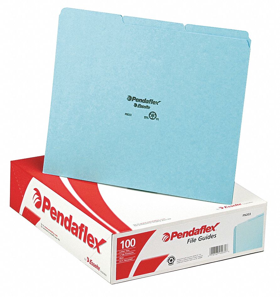 PENDAFLEX File Guide Set with 100 WriteOn Tabs, Blue Blank, 8 1/2 in x