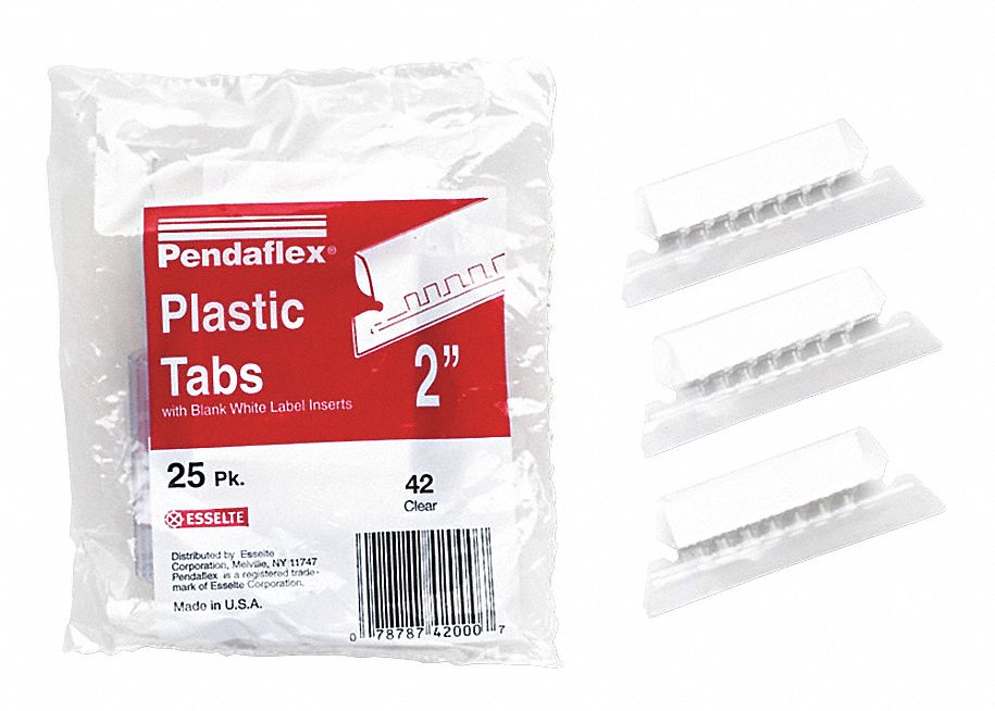 PENDAFLEX Hanging Folder Plastic Tabs with 25 Plastic Tab, Clear Blank