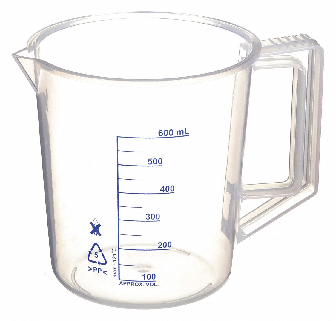 LAB SAFETY SUPPLY Plastic Beaker with Handle Low Form, Low Form with