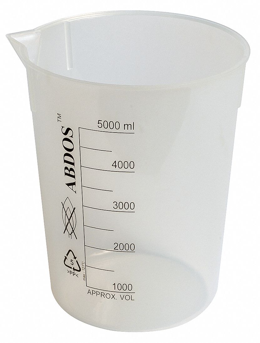 UNITED Plastic Beaker, Tall Form, 2000 to 10,000mL, 1 EA 23YW43
