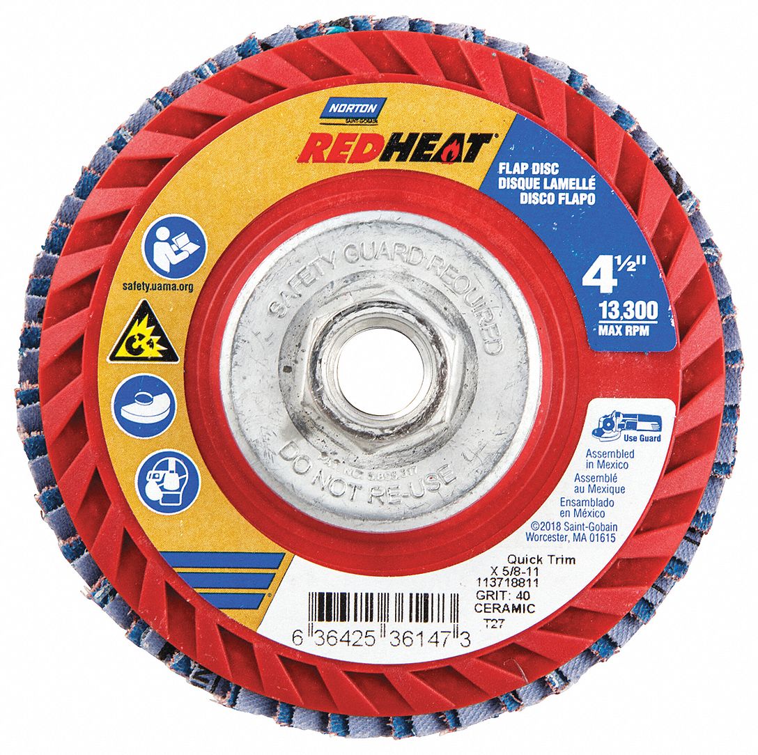 NORTON Flap Disc 5 8 11 Mounting Hole Size 40 Abrasive Grit Coarse