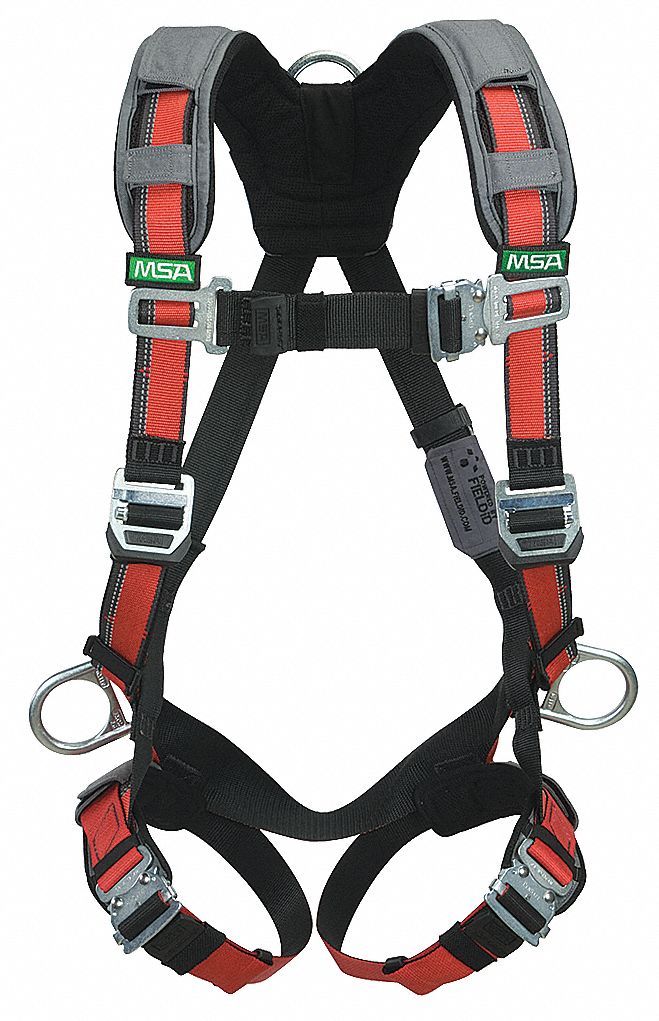 MSA Full Body Harness, Universal, 400 lb., Red 23Z77210105940 Grainger
