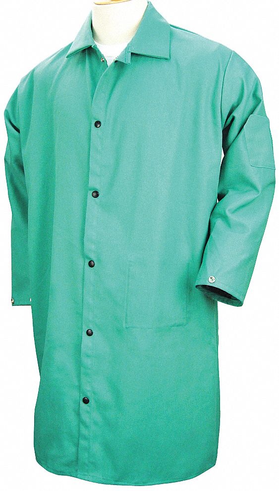 FR Coat,50 In,Cotton,Green,2XL