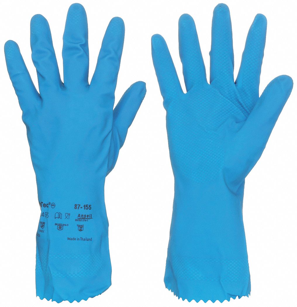ANSELL Natural Rubber Latex Chemical Resistant Gloves, 8, 12" Glove