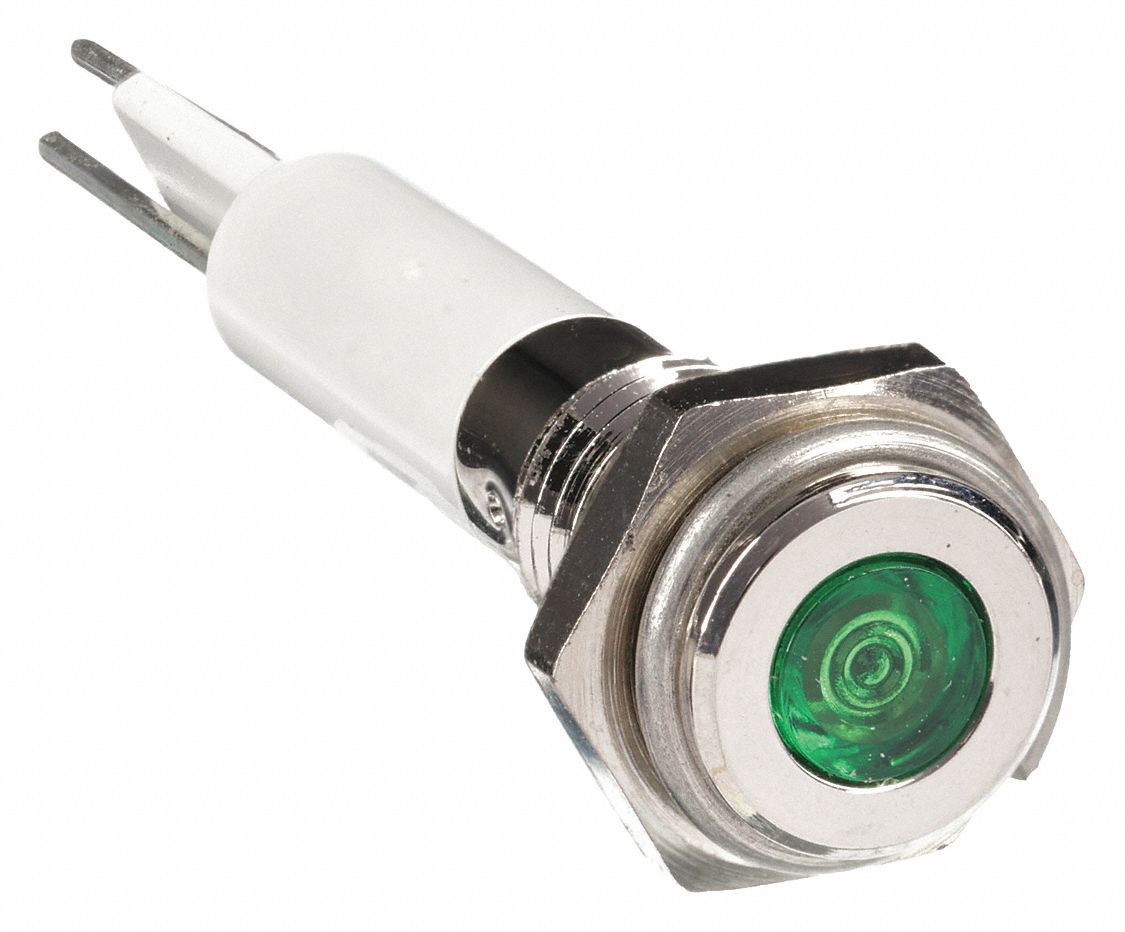 GRAINGER APPROVED Flat Indicator Light, LED Lamp Type, 24VDC Voltage