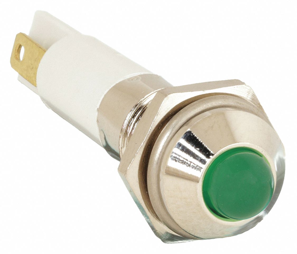 GRAINGER APPROVED Round Indicator Light, LED Lamp Type, 24VDC Voltage