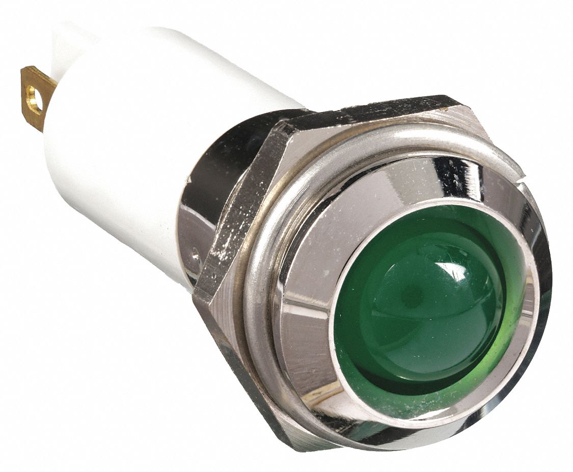 GRAINGER APPROVED Round Indicator Light, LED Lamp Type, 24VDC Voltage