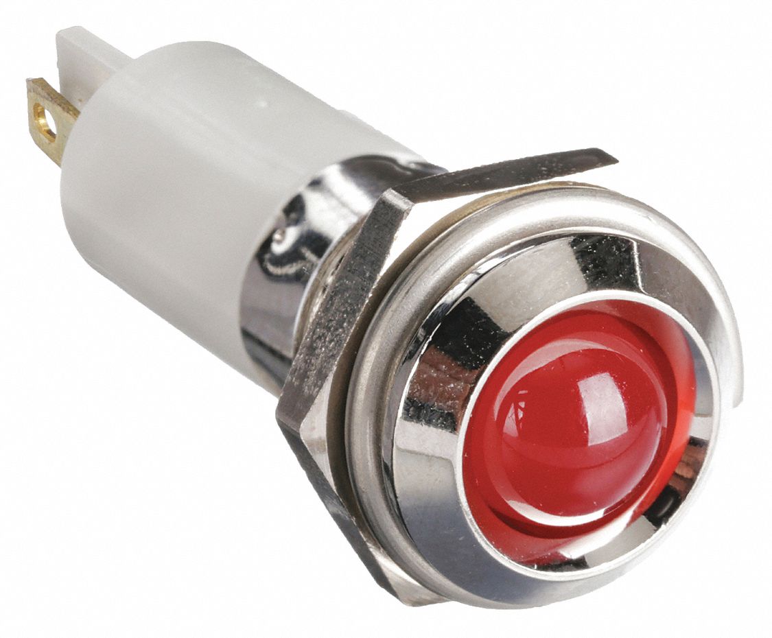 GRAINGER APPROVED Round Indicator Light, LED Lamp Type, 110VAC Voltage