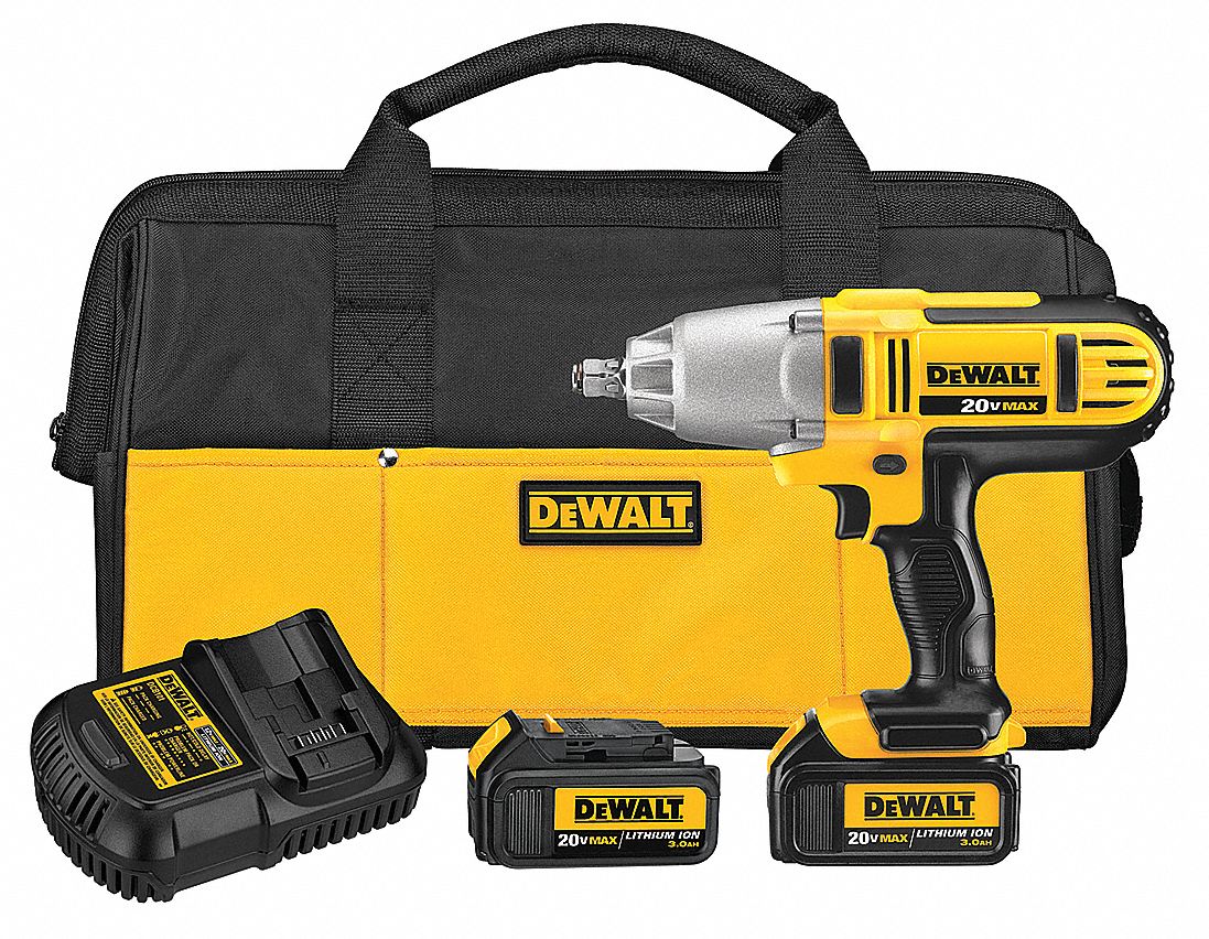 DEWALT 1/2" Cordless Impact Wrench Kit, 20.0 Voltage, 400 ft.lb. Max
