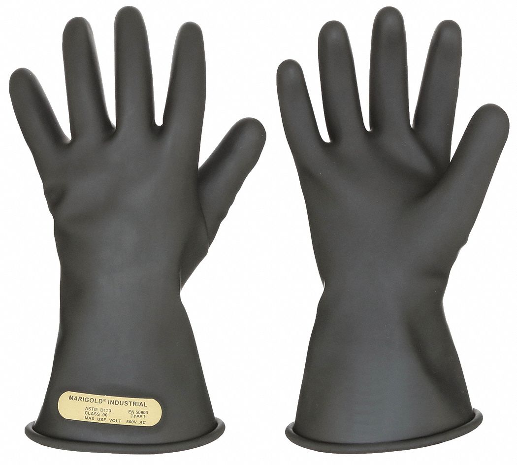 ANSELL Electrical Insulating Gloves, Voltage Class Class 00, Black