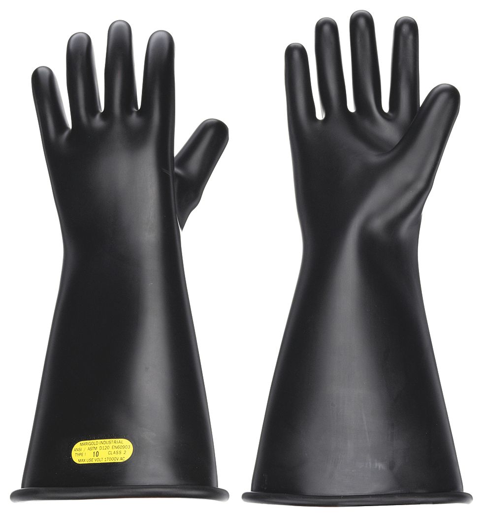 ANSELL Electrical Insulating Gloves, Voltage Class Class 2, Black, 17