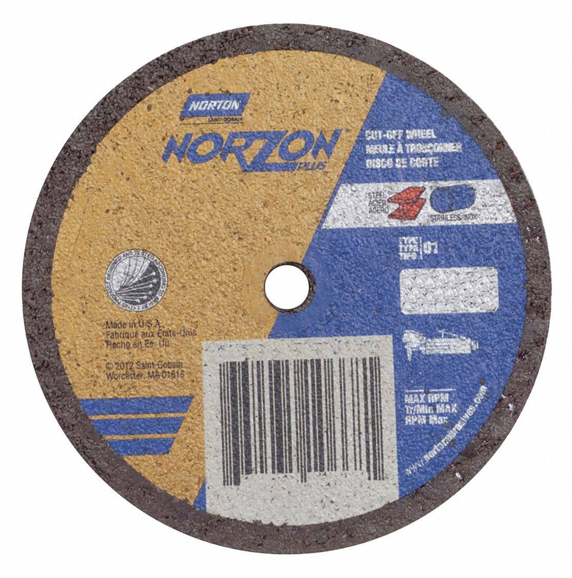 NORTON Abrasive Cut Off Wheel 3 In Abrasive Wheel Dia Ceramic Type 1