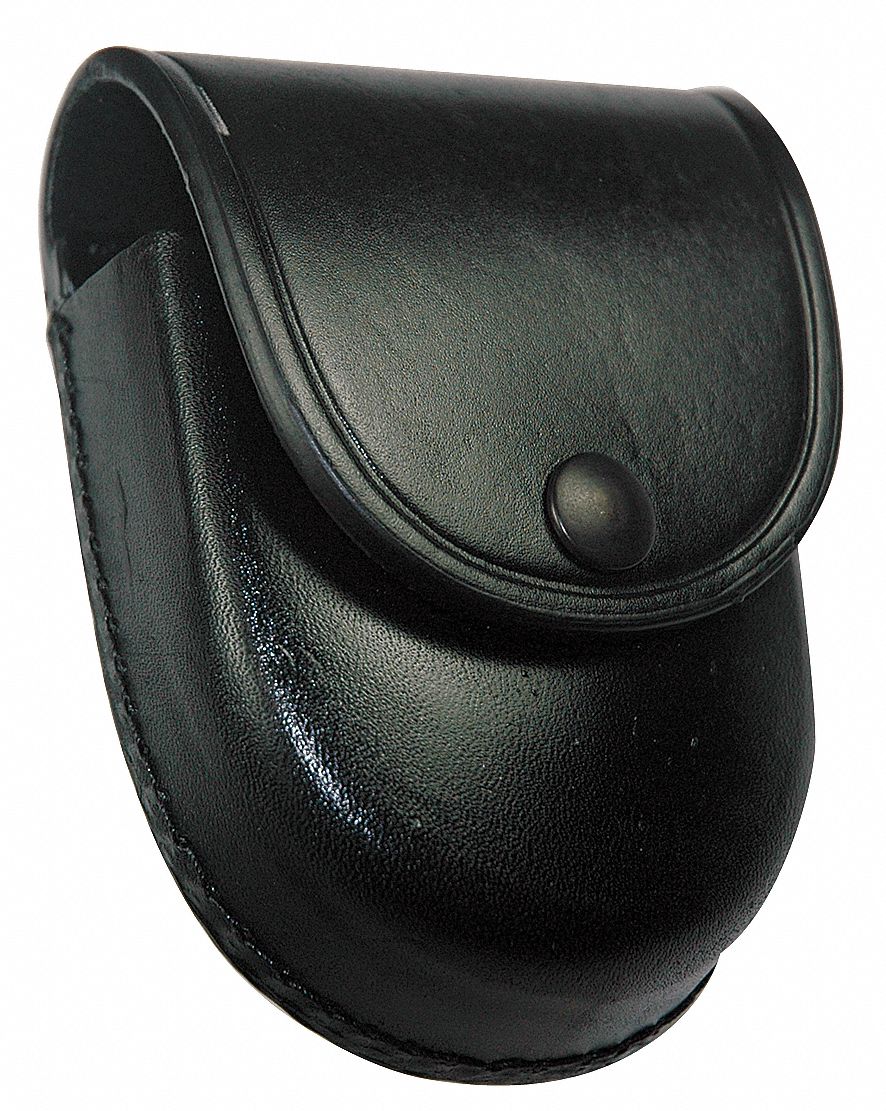 ASP Handcuff Pouch, Snap, Leather, Black 25VF5856146 Grainger