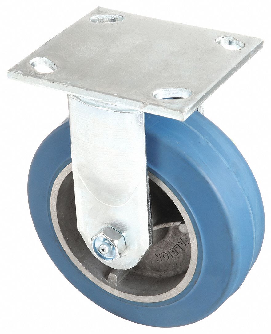 COLSON Standard Plate Caster, Rigid, Rubber, 600 lb., 5" Wheel Dia