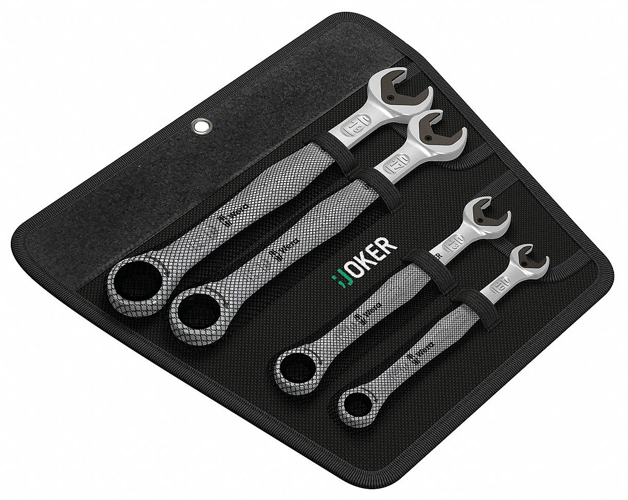 WERA Ratcheting Combination Wrench Set, SAE, Number of Pieces 4, Number of Points 12 26VR48
