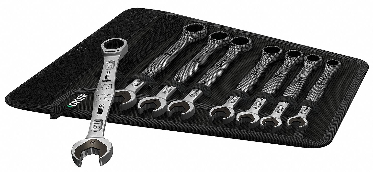WERA Ratcheting Combination Wrench Set, SAE, Number of Pieces 8
