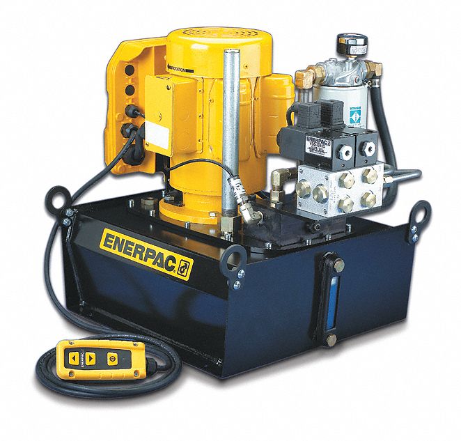 ENERPAC Electric Hydraulic Pump with Remote, 4 Way, 3 Position, Tandem Center Control Valve