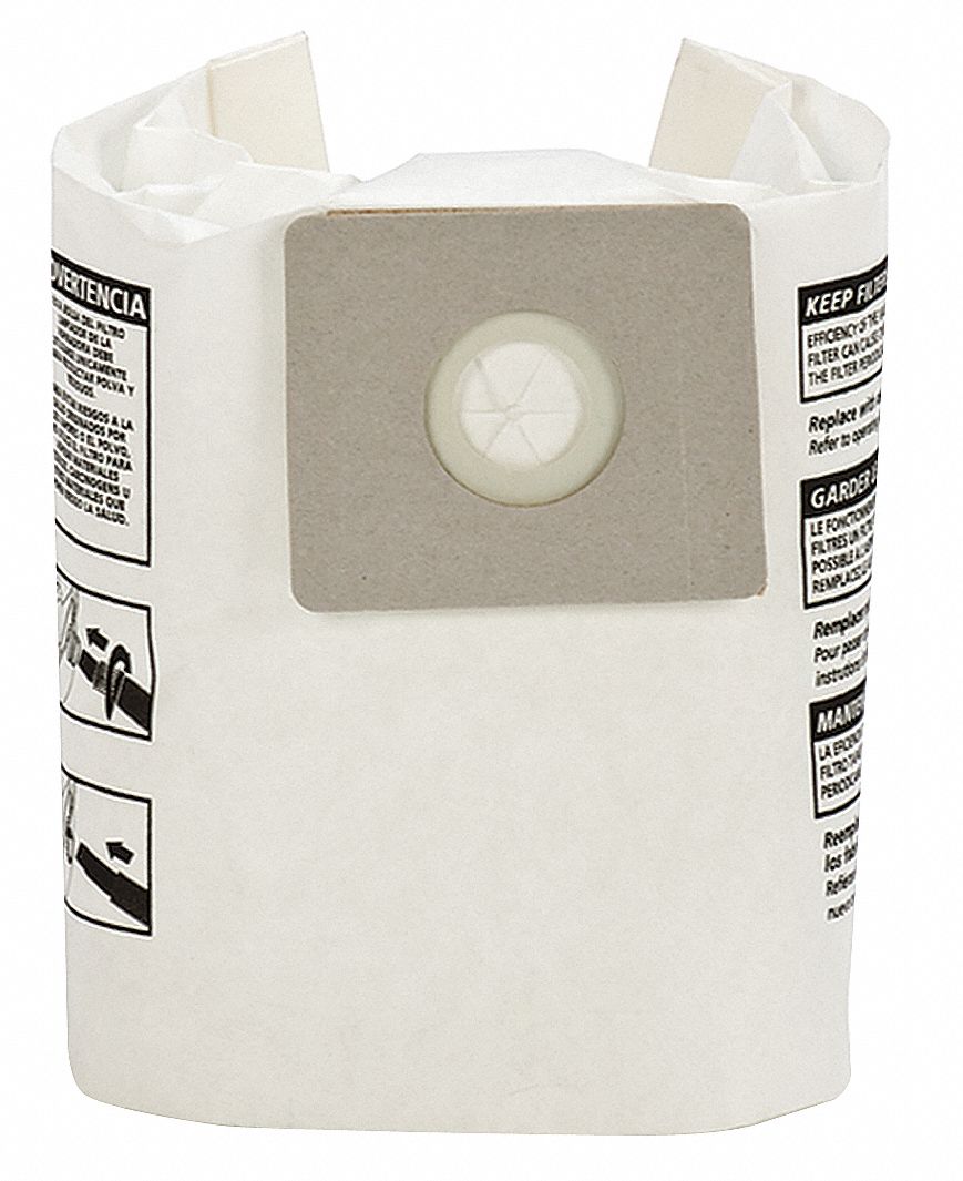DAYTON Vacuum Bag, Paper, 1Ply, Standard Bag Filtration Type, For