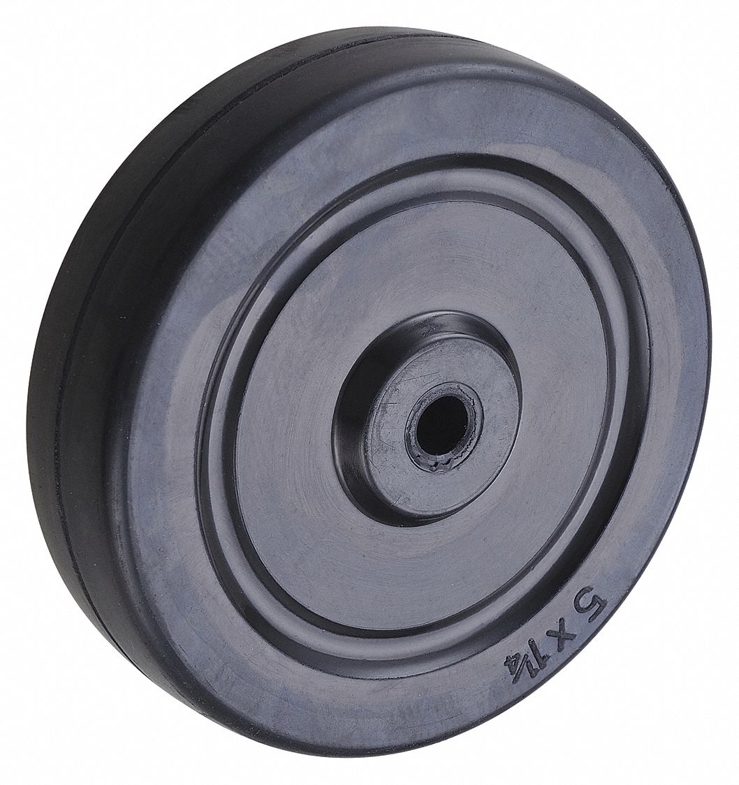 GRAINGER APPROVED Solid Rubber Wheel, 5 in Wheel Dia., 240 lb Load