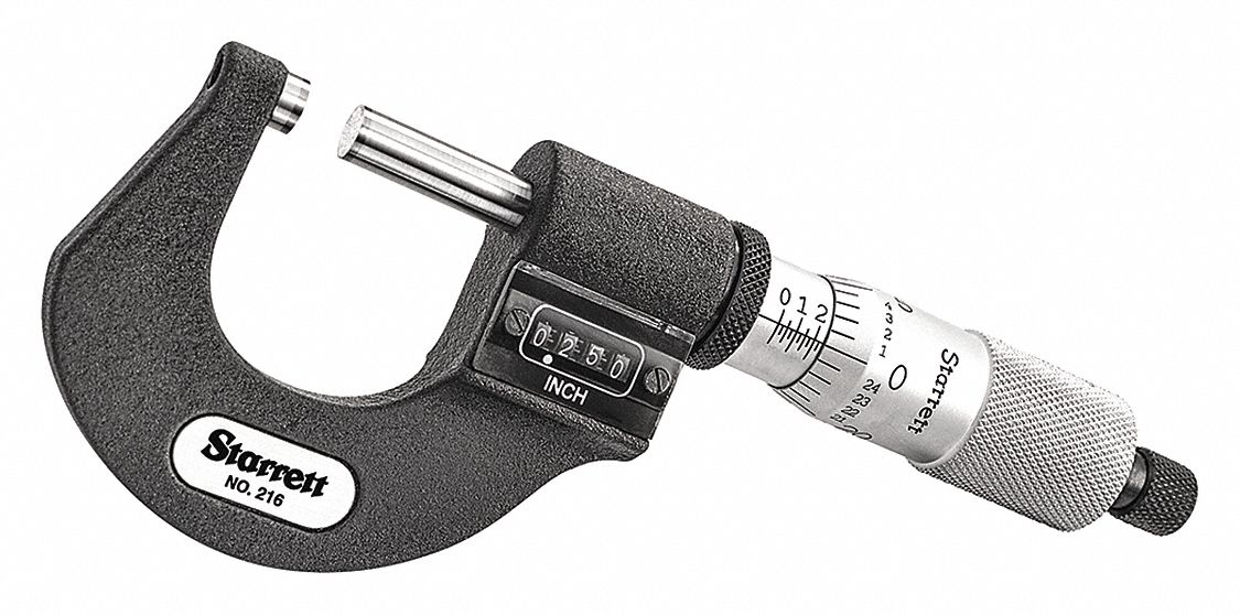 STARRETT Digit Counter Outside Micrometer, Range 0 in to 1 in