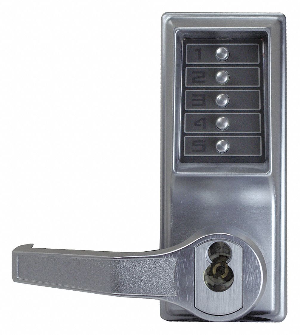 SIMPLEX Mechanical Push Button Lockset, Lever, Entry with Key Override