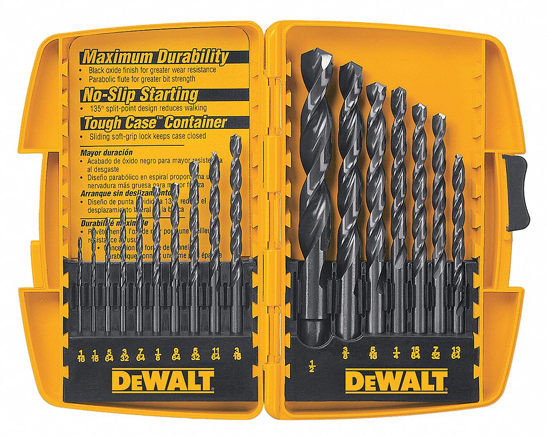 DEWALT 17Pc. Drill Bit Set, 135°, High Speed Steel, Round Shank Type
