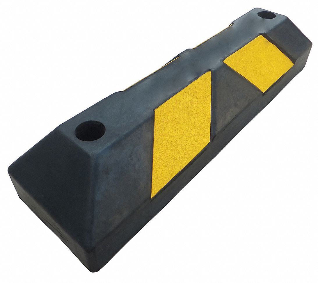 GRAINGER APPROVED Parking Curb, Rubber, 1 ft 10 in x 4 in x 6 in, Black/Yellow, 551 psi 29NH30