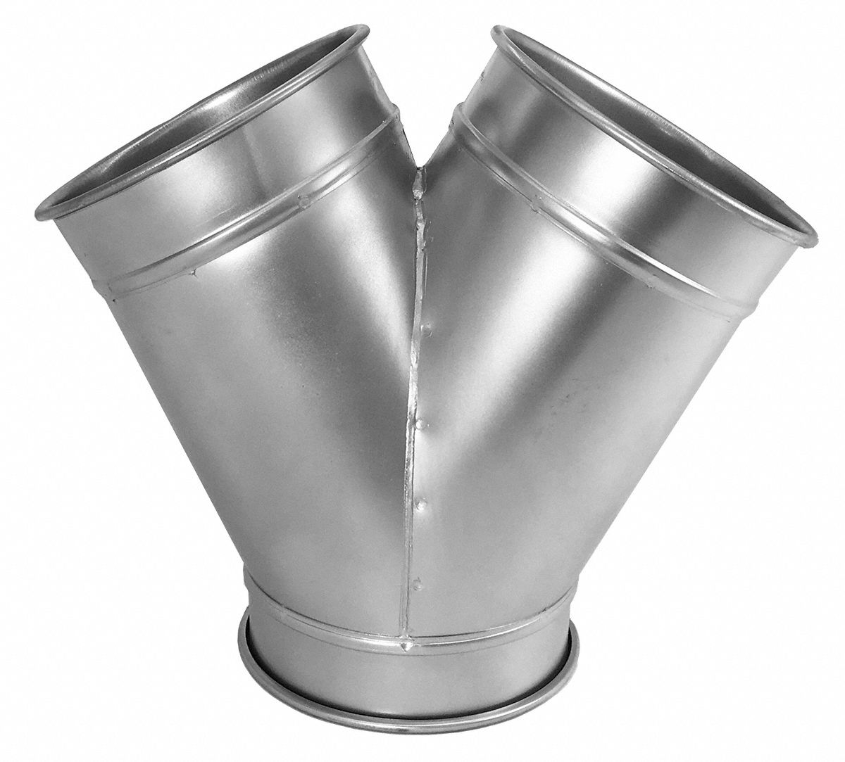 NORDFAB Galvanized Steel Wye Branch, 4 in Duct Fitting Diameter, 8 in Duct Fitting Length